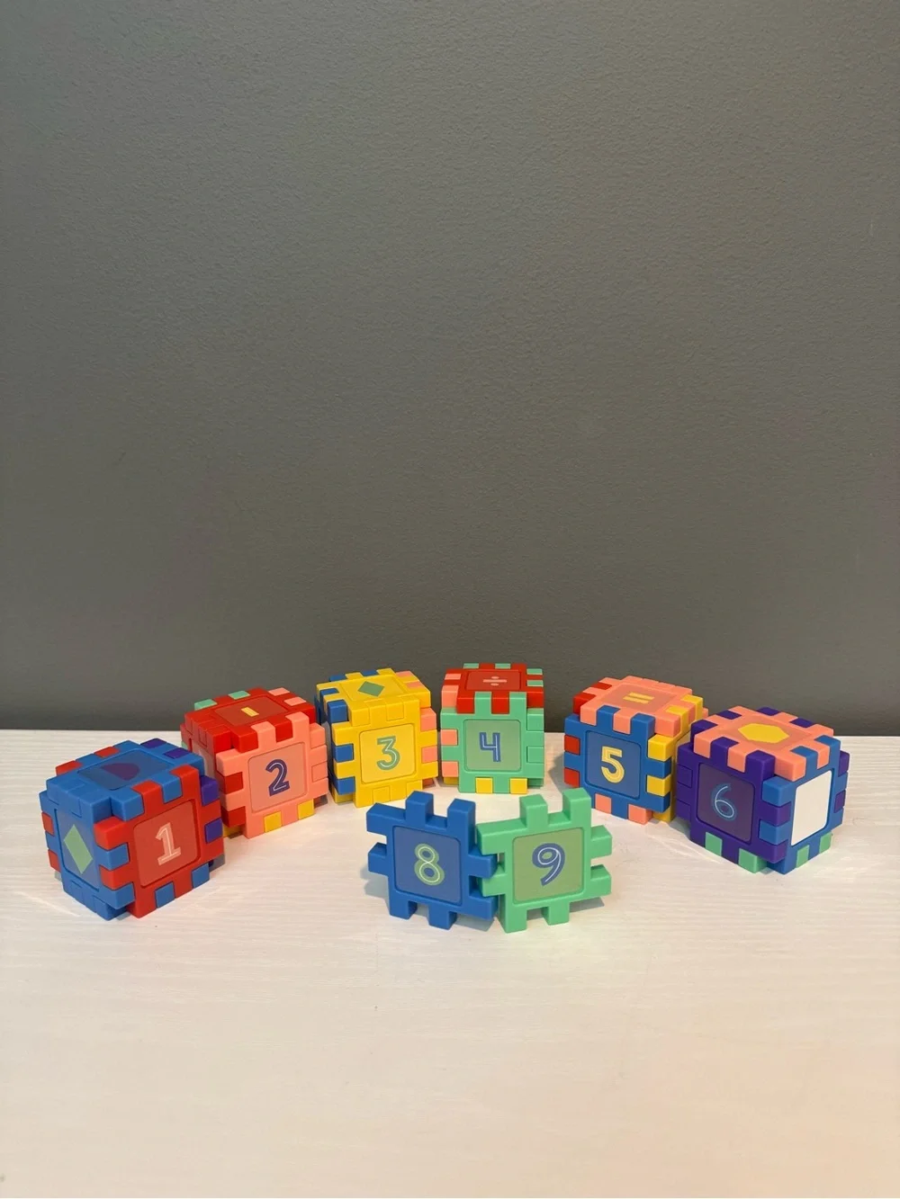 Colorful Number Puzzle Blocks - Set of 9 Educational Cubes